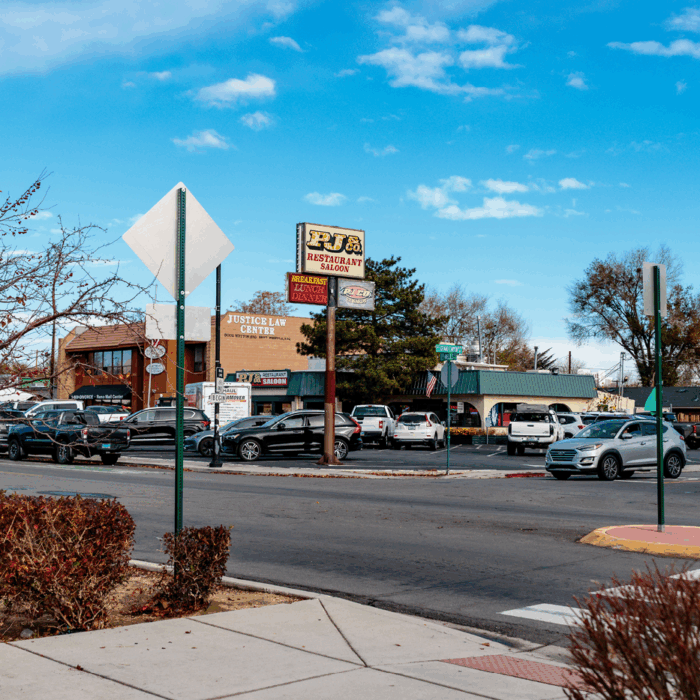Big signs outside of PJ & CO Restaurant Saloon.