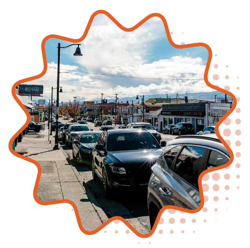Cars parked alongside the street.